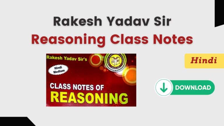 Rakesh Yadav Reasoning Class Notes