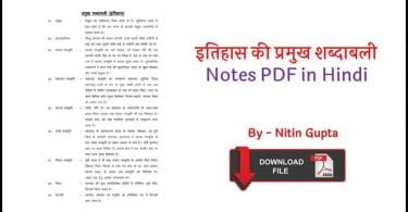 Vocabulary Words for History Notes PDF in Hindi